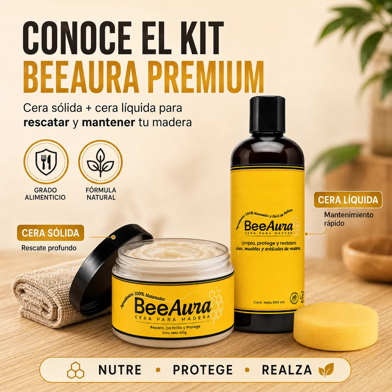 Kit BeeAura Premium | Brillo Total en tu Madera