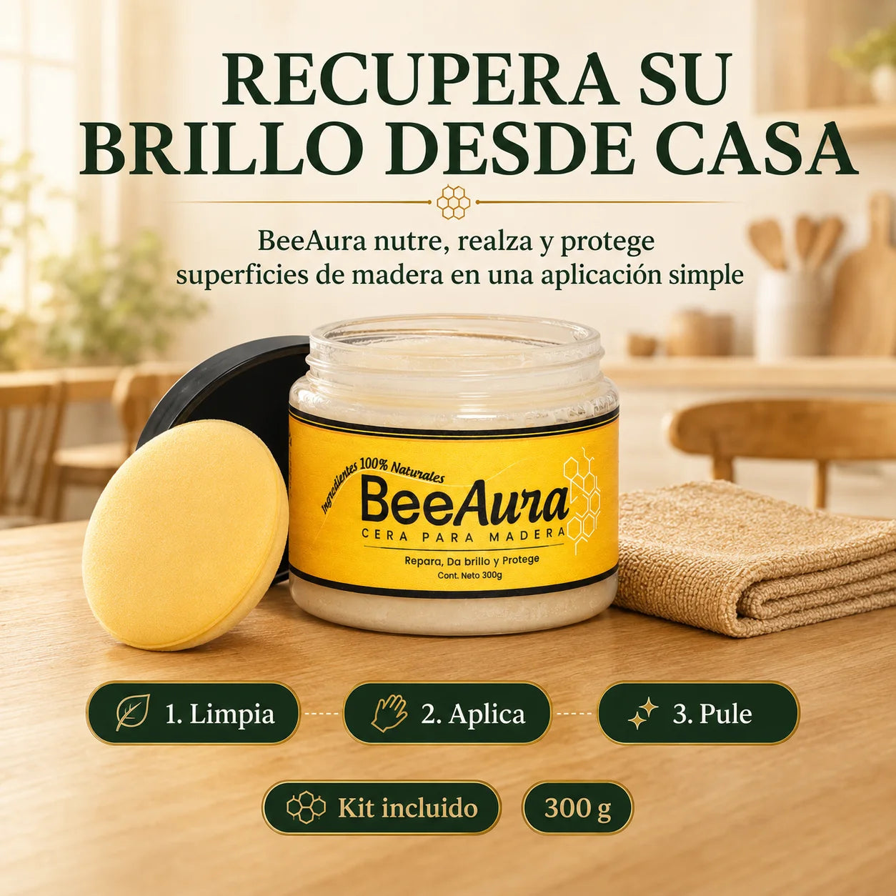BeeAura™ Cera Restauradora Premium de Grado Alimenticio